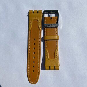 Genuine Swatch leather replacement band, 19 mm, camel colour, brand new